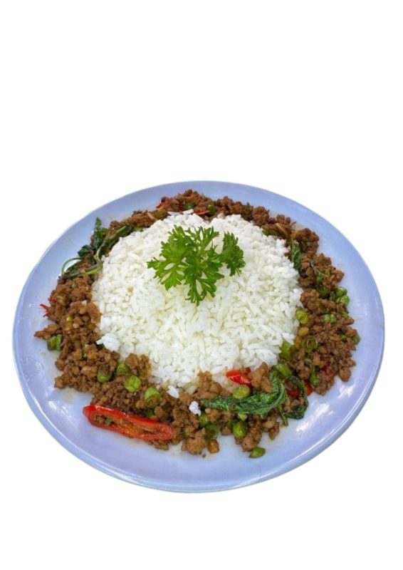 cơm bò xào lá quế
